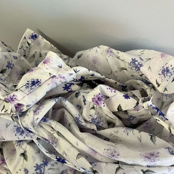 The Kooples Floral Mini Silke Blend Dress in White/Purple Peony NWT Size 3= US 8 - Picture 6 of 16